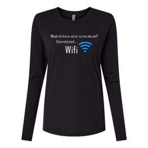 Wifi - Turns Me On Funny Womens Cotton Relaxed Long Sleeve T-Shirt