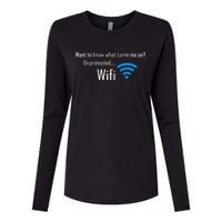 Wifi - Turns Me On Funny Womens Cotton Relaxed Long Sleeve T-Shirt