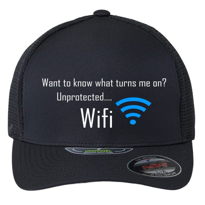 Wifi - Turns Me On Funny Flexfit Unipanel Trucker Cap