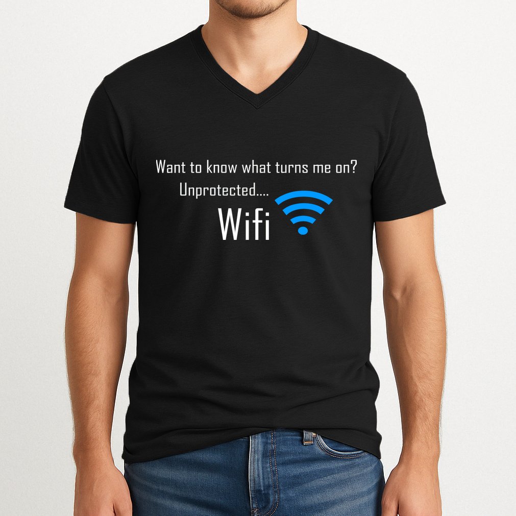 Wifi - Turns Me On Funny V-Neck T-Shirt