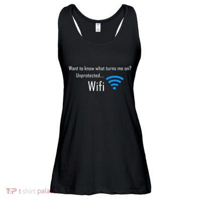 Wifi - Turns Me On Funny Ladies Essential Flowy Tank