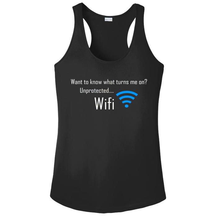 Wifi - Turns Me On Funny Ladies PosiCharge Competitor Racerback Tank