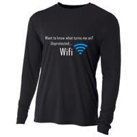 Wifi - Turns Me On Funny Cooling Performance Long Sleeve Crew