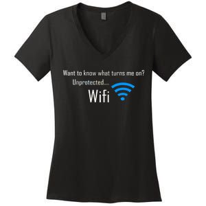 Wifi - Turns Me On Funny Women's V-Neck T-Shirt