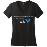 Wifi - Turns Me On Funny Women's V-Neck T-Shirt