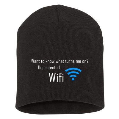 Wifi - Turns Me On Funny Short Acrylic Beanie