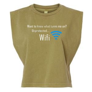 Wifi - Turns Me On Funny Garment-Dyed Women's Muscle Tee