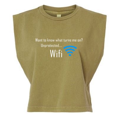 Wifi - Turns Me On Funny Garment-Dyed Women's Muscle Tee