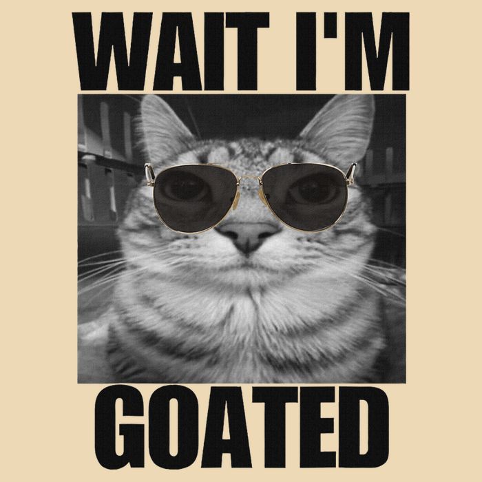 Wait IM Goated Funny Cat Meme Wearing Black Glasses Drawstring Bag