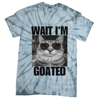 Wait IM Goated Funny Cat Meme Wearing Black Glasses Tie-Dye T-Shirt