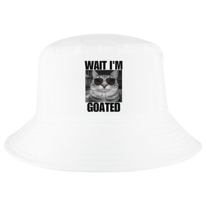 Wait IM Goated Funny Cat Meme Wearing Black Glasses Cool Comfort Performance Bucket Hat