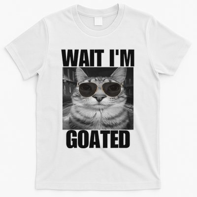 Wait IM Goated Funny Cat Meme Wearing Black Glasses T-Shirt