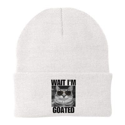 Wait IM Goated Funny Cat Meme Wearing Black Glasses Beanie