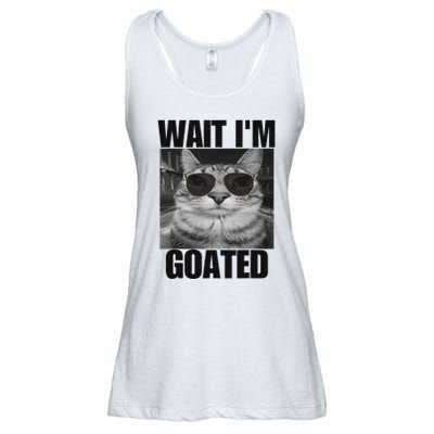 Wait IM Goated Funny Cat Meme Wearing Black Glasses Ladies Essential Flowy Tank