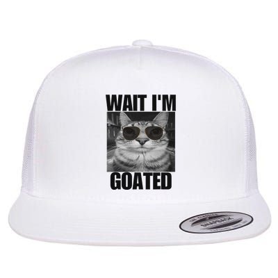 Wait IM Goated Funny Cat Meme Wearing Black Glasses Flatbill Hat