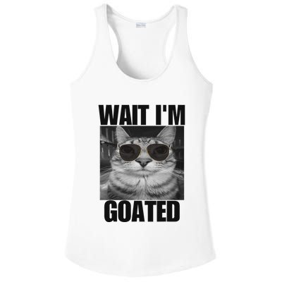 Wait IM Goated Funny Cat Meme Wearing Black Glasses Ladies PosiCharge Competitor Racerback Tank
