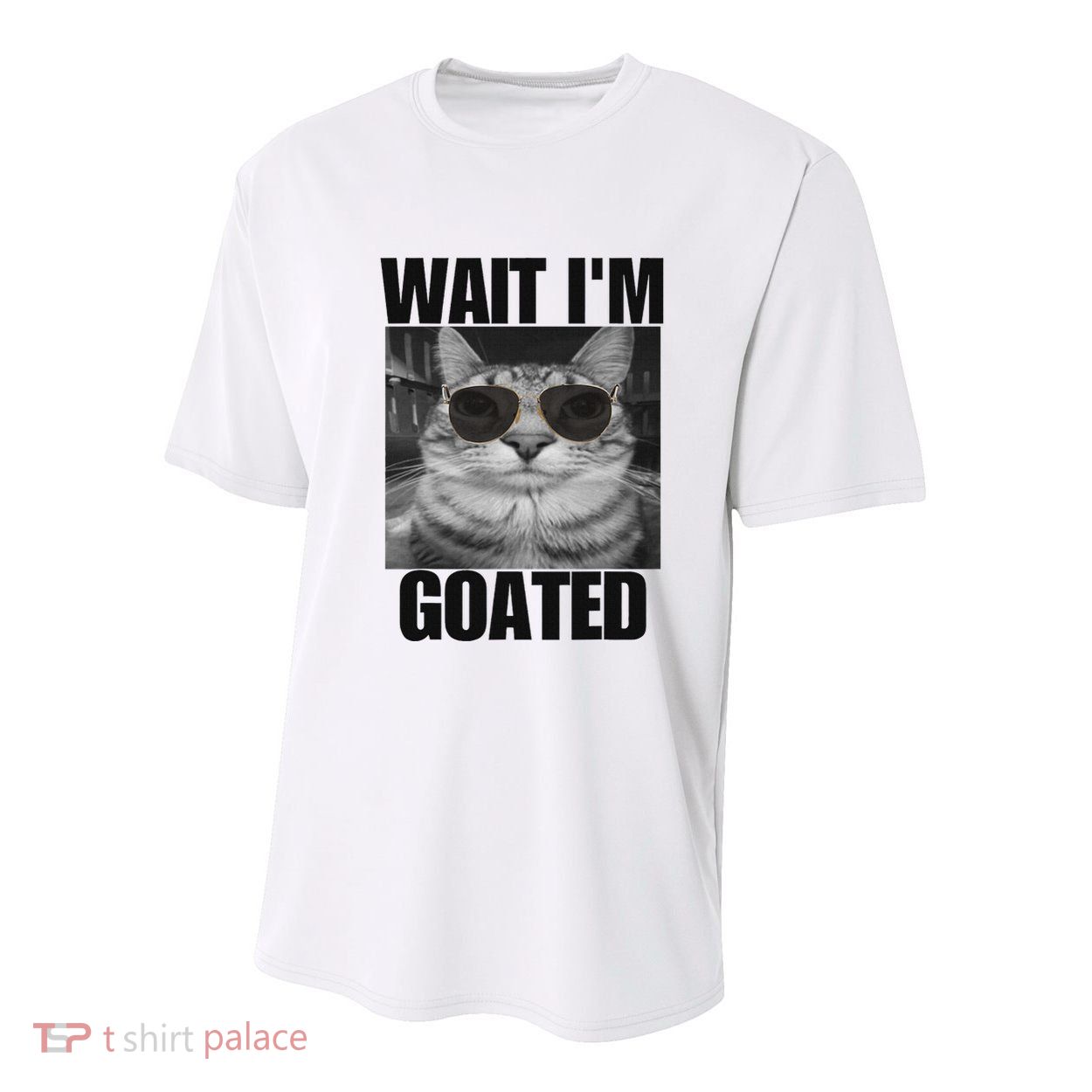Wait IM Goated Funny Cat Meme Wearing Black Glasses Youth Performance Sprint T-Shirt