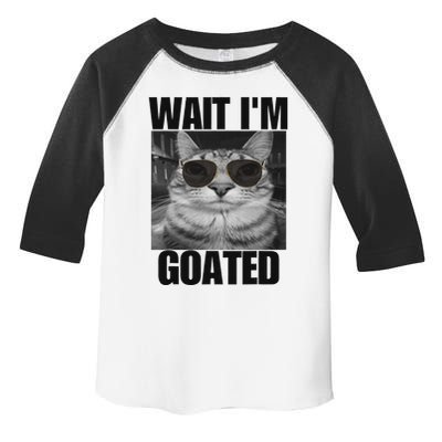 Wait IM Goated Funny Cat Meme Wearing Black Glasses Toddler Fine Jersey T-Shirt
