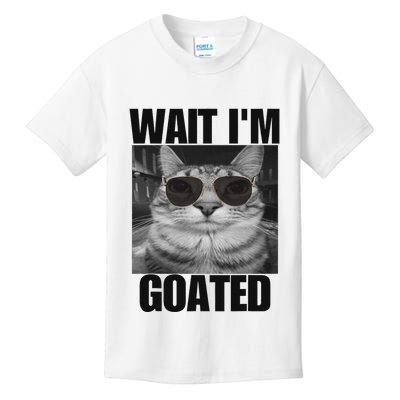 Wait IM Goated Funny Cat Meme Wearing Black Glasses Kids T-Shirt