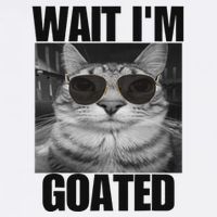 Wait IM Goated Funny Cat Meme Wearing Black Glasses Kids T-Shirt