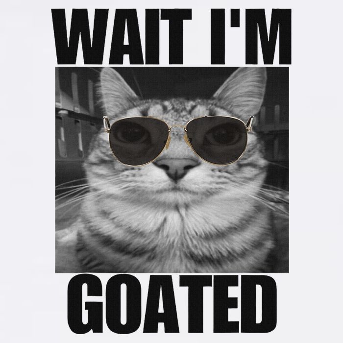 Wait IM Goated Funny Cat Meme Wearing Black Glasses Kids T-Shirt