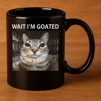 Wait IM Goated Silly Cat Meme 11oz C Handle Ceramic Mug