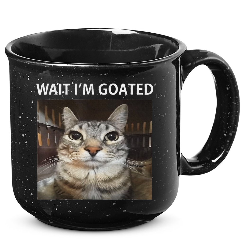 Wait IM Goated Silly Cat Meme 15oz Campfire Ceramic Mug