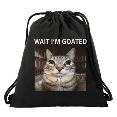 Wait IM Goated Silly Cat Meme Drawstring Bag