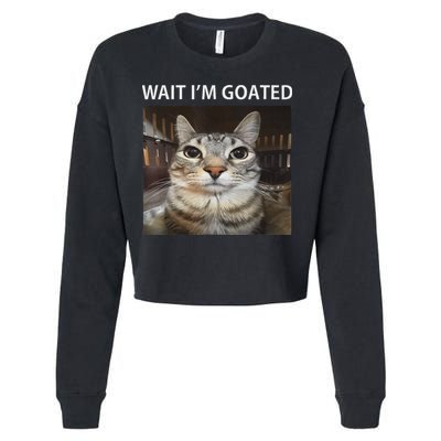 Wait IM Goated Silly Cat Meme Cropped Pullover Crew
