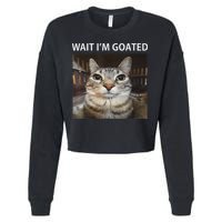 Wait IM Goated Silly Cat Meme Cropped Pullover Crew