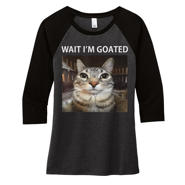 Wait IM Goated Silly Cat Meme Women's Tri-Blend 3/4-Sleeve Raglan Shirt