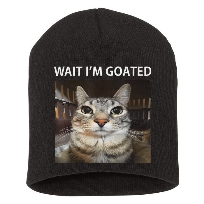 Wait IM Goated Silly Cat Meme Short Acrylic Beanie