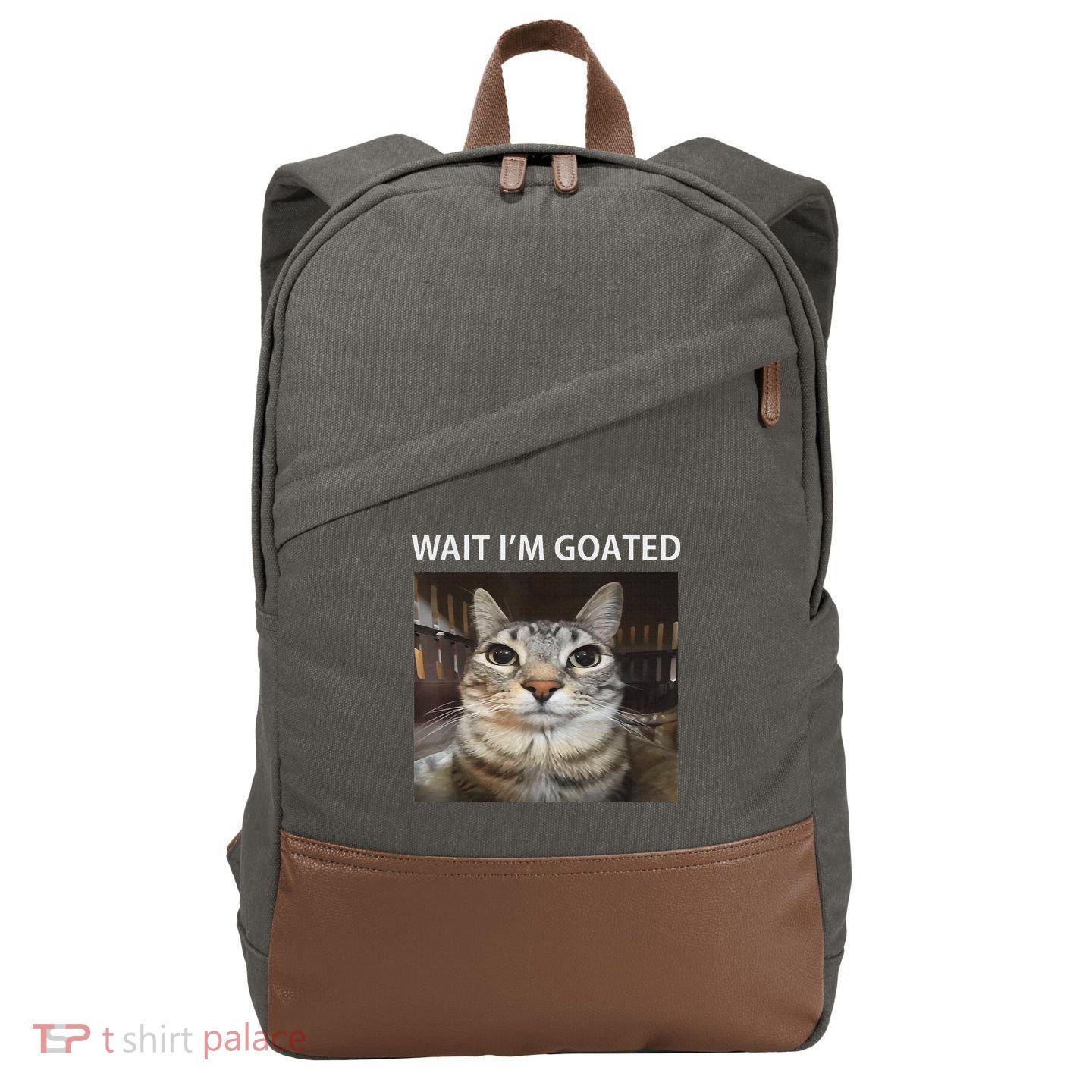 Wait IM Goated Silly Cat Meme Cotton Canvas Backpack