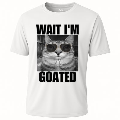 Wait IM Goated Funny Cat Meme Wearing Black Glasses Performance Shirt