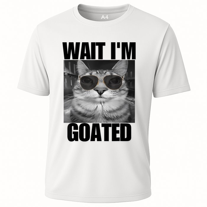 Wait IM Goated Funny Cat Meme Wearing Black Glasses Cooling Performance Crew T-Shirt