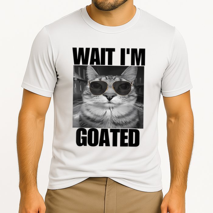 Wait IM Goated Funny Cat Meme Wearing Black Glasses Cooling Performance Crew T-Shirt