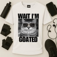 Wait IM Goated Funny Cat Meme Wearing Black Glasses Cooling Performance Crew T-Shirt