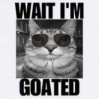 Wait IM Goated Funny Cat Meme Wearing Black Glasses Button
