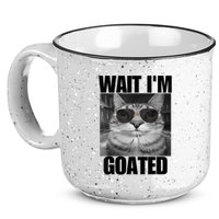 Wait IM Goated Funny Cat Meme Wearing Black Glasses 15oz Campfire Ceramic Mug