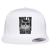 Wait IM Goated Funny Cat Meme Wearing Black Glasses Flat Bill Trucker Hat