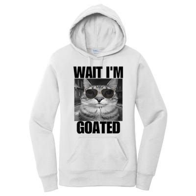 Wait IM Goated Funny Cat Meme Wearing Black Glasses Women's Pullover Hoodie