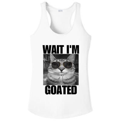 Wait IM Goated Funny Cat Meme Wearing Black Glasses Ladies PosiCharge Competitor Racerback Tank