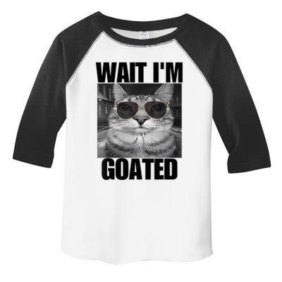 Wait IM Goated Funny Cat Meme Wearing Black Glasses Toddler Fine Jersey T-Shirt