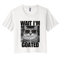 Wait IM Goated Funny Cat Meme Wearing Black Glasses Women's Crop Top Tee