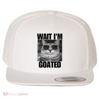 Wait IM Goated Funny Cat Meme Wearing Black Glasses Wool Snapback Cap