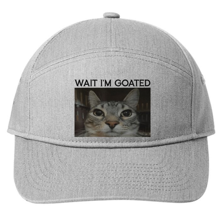 Wait IM Goated Cat Funny Silly Cat Staring Cat 7-Panel Snapback Hat