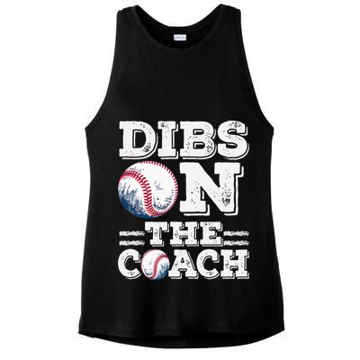 Womens Ive Got Dibs On The Coach Funny Baseball Coach Ladies PosiCharge Tri-Blend Wicking Tank
