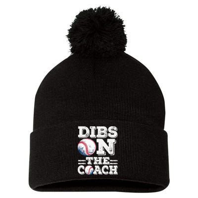Womens Ive Got Dibs On The Coach Funny Baseball Coach Pom Pom 12in Knit Beanie