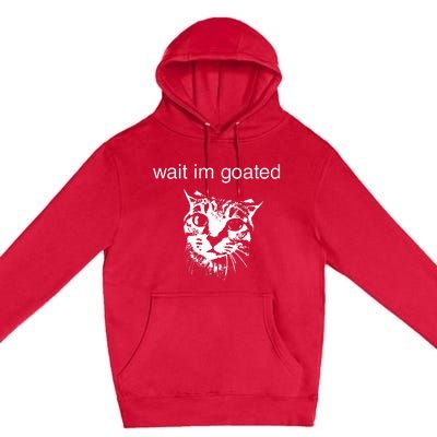 Wait IM Goated Funny Cat Meme Premium Pullover Hoodie