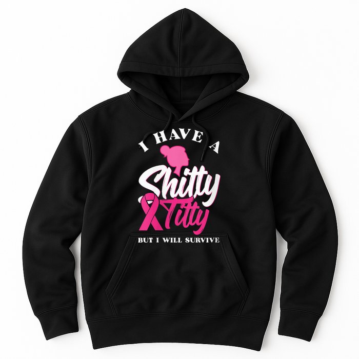Wo I Have A Shitty Titty But I Will Survive Breast Cancer Hoodie